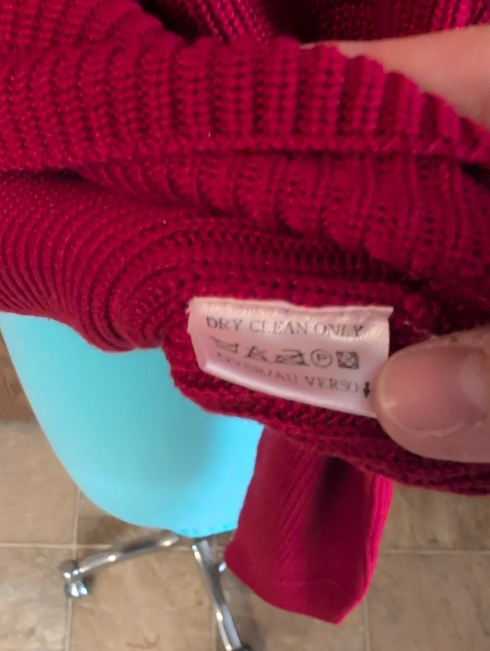 Silk Red Mock Neck  Ribbed Pullover